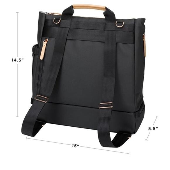 Fashionable Diaper Bag, Petunia Pickle Bottom, Pivot Pack, in Black/Sand NWOT - Picture 4 of 11